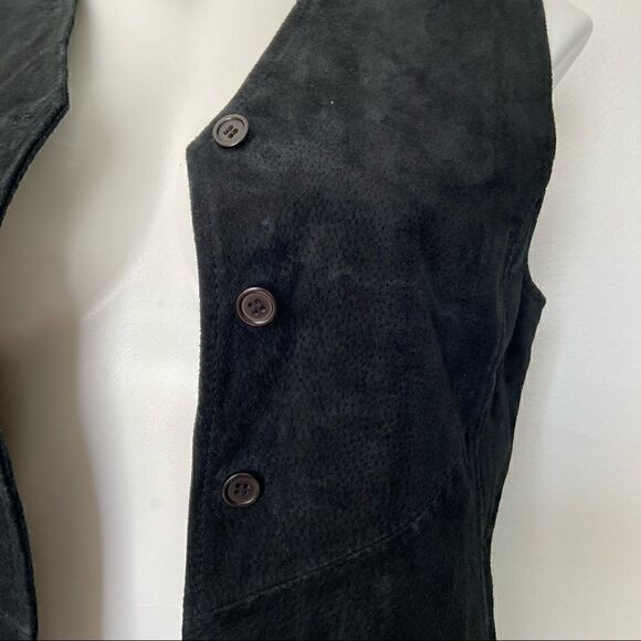 Outbrook Vintage Leather Button Front Vest 90s Western Biker - Picture 4 of 11